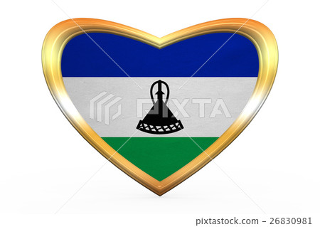 Flag of Lesotho in heart shape, golden frame Flag of Lesotho in heart shape, golden frame 26830981