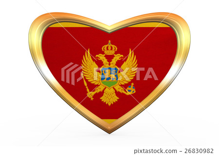 Flag of Montenegro in heart shape, golden frame Flag of Montenegro in heart shape, golden frame 26830982