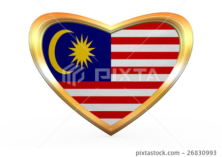 Flag of Malaysia in heart shape, golden frame 26830993