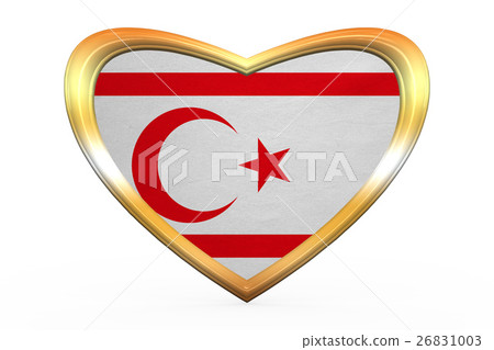 Flag of Northern Cyprus, heart shape, golden frame 26831003