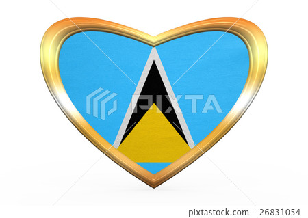Flag of Saint Lucia in heart shape, golden frame 26831054