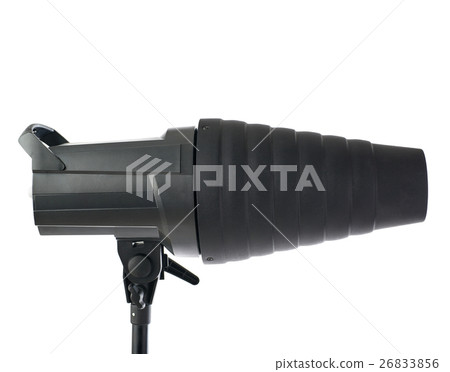 Studio flash on a stand over isolated white 26833856