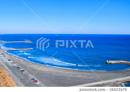 Aerial view of Ichinomiya Beach area near Chiba prefecture Ichinomiya Aerial view of Ichinomiya Beach area near Chiba prefecture Ichinomiya 26833876