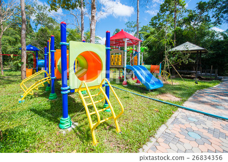 children's colorful playground in the park 26834356