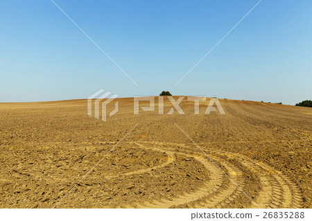 Wheel tracks on the field Wheel tracks on the field 26835288