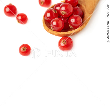Wooden spoon filled with Red Currant isolated over 26835505