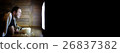 man watching television at home on the floor 26837382