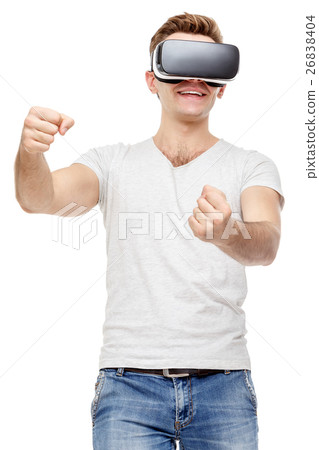 Man with virtual reality goggles 26838404