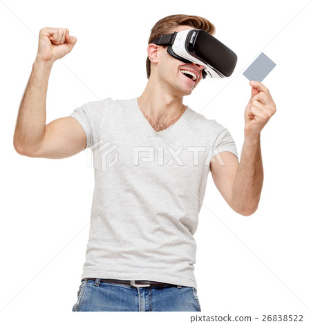 Man with virtual reality goggles Man with virtual reality goggles 26838522