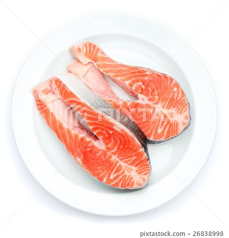 Fresh Raw Salmon Red Fish Steak 26838998