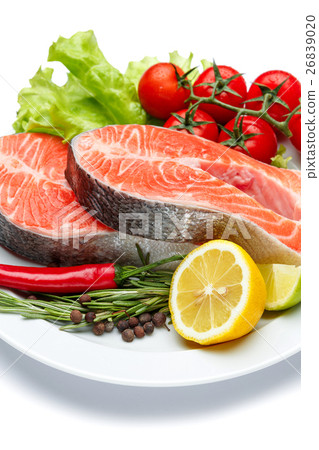 Fresh Raw Salmon Red Fish Steak Fresh Raw Salmon Red Fish Steak 26839020