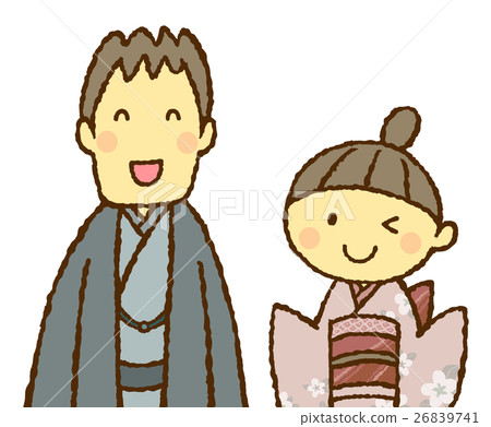 和服年輕夫婦男女 26839741