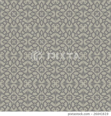 Grey Ornamental Seamless Line Pattern 26841619