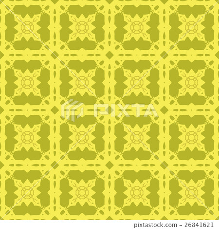 Yellow Ornamental Seamless Line Pattern 26841621