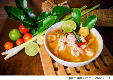 Tom yam kong or Tom yum soup. Thai food. 26842083