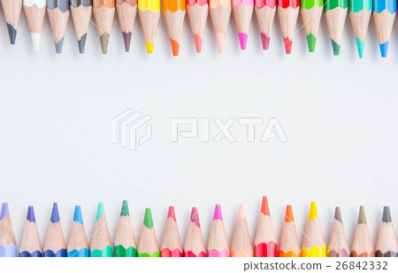 pencils color on white background, with copy space pencils color on white background, with copy space 26842332
