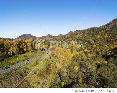 Autumn Hokkaido Nakayama Pass (aerial photograph) 26844389