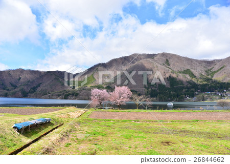 Spring landscape on the shore of Kisaki lake Spring landscape on the shore of Kisaki lake 26844662