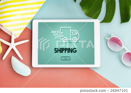 Import Export Shipment Truck Graphic Concept 26847101