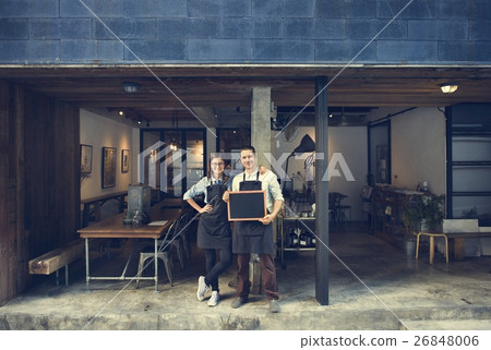 Couple Barista Coffee Shop Service Restaurant Concept 26848006