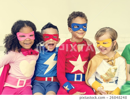 Superheroes Cheerful Kids Expressing Positivity Concept 26848248