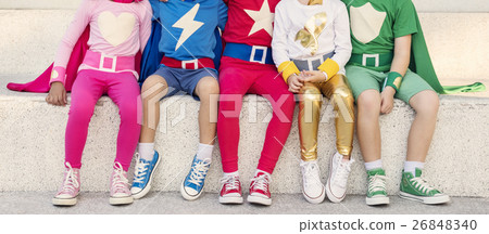 Superheroes Cheerful Kids Expressing Positivity Concept 26848340