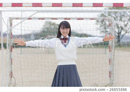 School girl who guards the goal 26855886