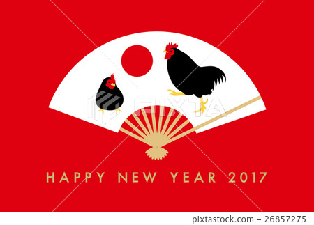 新年卡2017年明信片模板公雞 新年卡2017年明信片模板公雞 26857275