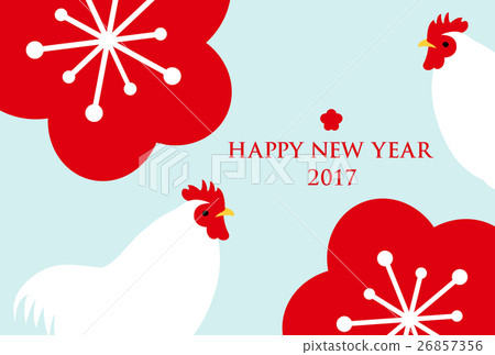新年卡2017年明信片模板公雞 新年卡2017年明信片模板公雞 26857356