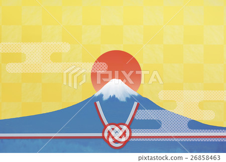 Sunrise with Fuji and water drawing 26858463