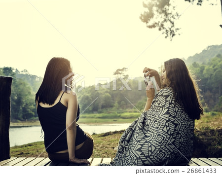 Girls Friends Exploring Outdoors Nature Concept 26861433
