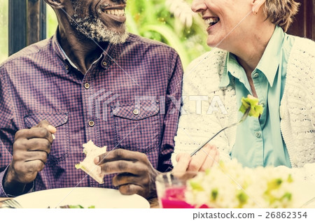 Senior Couple Eating Happiness Cheerful Concept 26862354