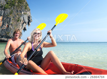 Kayaking Tropical Vacation Trip Tourist Boat Concept Kayaking Tropical Vacation Trip Tourist Boat Concept 26864784
