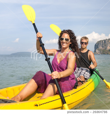 Kayaking Tropical Vacation Trip Tourist Boat Concept Kayaking Tropical Vacation Trip Tourist Boat Concept 26864786