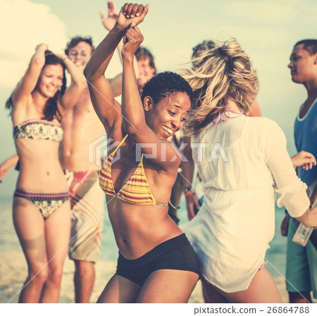 Beach Dancing Party Vacation Bikini Cheerful Concept Beach Dancing Party Vacation Bikini Cheerful Concept 26864788