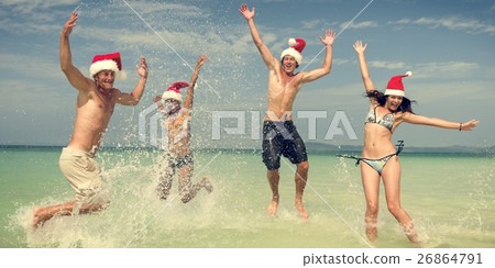 Couple Beach Cheerful Summer Vacation Tropical Concept Couple Beach Cheerful Summer Vacation Tropical Concept 26864791