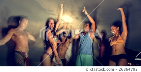 Beach Dancing Party Vacation Bikini Cheerful Concept Beach Dancing Party Vacation Bikini Cheerful Concept 26864792
