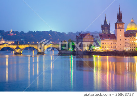 Famous Prague Landmarks at night, Europe 26868737