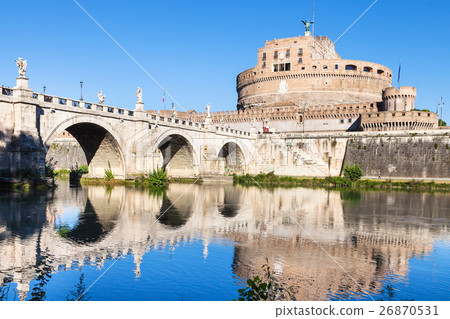 Castle of the Holy Angel and bridge in Rome city 26870531
