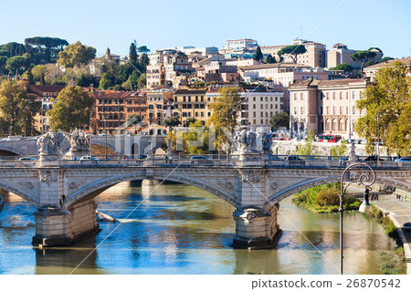 Rome city skyline with Tiber River and bridge Rome city skyline with Tiber River and bridge 26870542