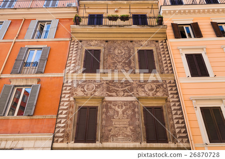 medieval facade of house on street in Rome city medieval facade of house on street in Rome city 26870728