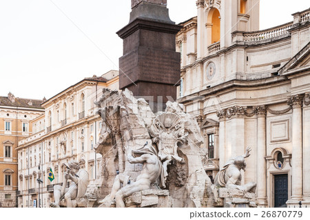 Fontana dei Quattro Fiumi with obelisk in Rome Fontana dei Quattro Fiumi with obelisk in Rome 26870779