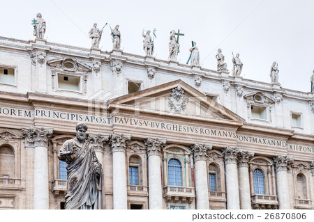 Statue Saint Peter in front of St Peter's Basilica Statue Saint Peter in front of St Peter's Basilica 26870806