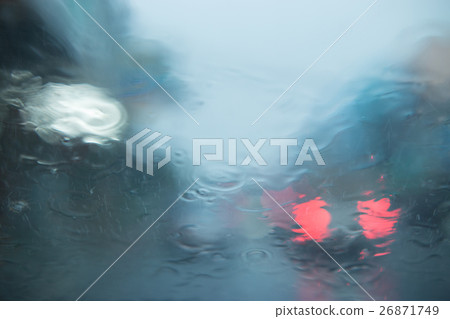 Flowing rain behind the mirror, rainny. 26871749