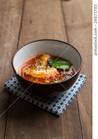 Spicy mackerels salad in tomato sauce 26871783