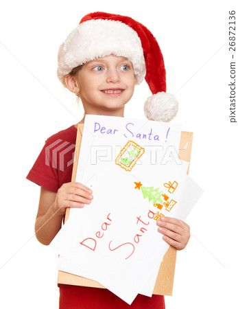 girl child in santa hat, christmas holiday concept girl child in santa hat, christmas holiday concept 26872136
