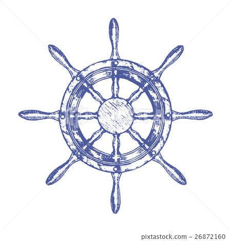 Ship Steering Wheel Hand Draw Sketch. Vector 26872160