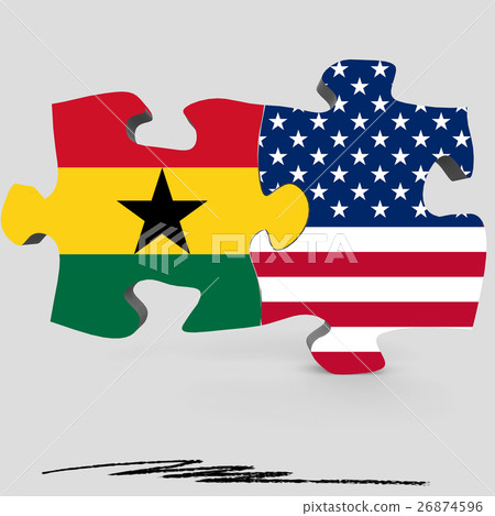 USA and Ghana flags in puzzle 26874596