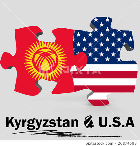 USA and Kyrgyzstan flags in puzzle USA and Kyrgyzstan flags in puzzle 26874598