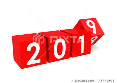 Year 2019 on the red cubes Year 2019 on the red cubes 26874601